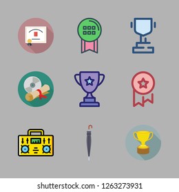 award icon set. vector set about trophy, medal, radio and diploma icons set.