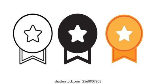 Award icon set vector on white background, achievement badge icon set vector	
