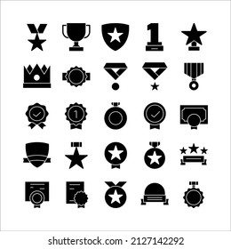 Award Icon Set Vector Solid For Website, Mobile App, Presentation, Social Media.