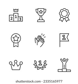Award icon set, winner, vector outline icons.