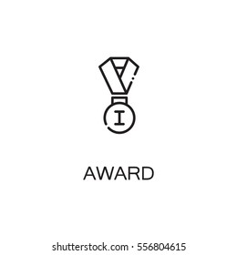 Award icon. Single high quality outline symbol for web design or mobile app. Thin line sign for design logo. Black outline pictogram on white background