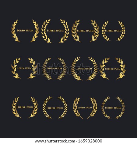 Award icon with text in a laurel wreath vector illustration.
