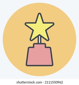 Award Icon in trendy color mate style isolated on soft blue background
