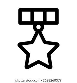 Award icon trophy, medal, winner, prize. Star shaped medal. Award line icon with star. Editable stroke. Victory, success, gain, reward. Line icon vector illustration
