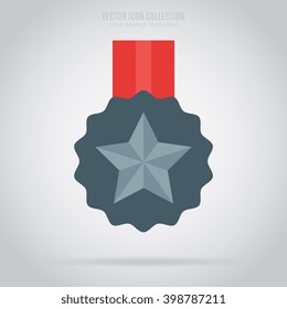 Award icon vector isolated on grey background flat design style. First place leadership award. Champion achievement medallion. Success symbol emblem winner sign.