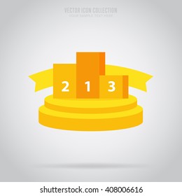 Award icon vector isolated on grey background flat design style. First place leadership award. Champion achievement trophy cup. Success symbol emblem winner sign.
