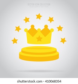 Award icon vector isolated on grey background flat design style. First place leadership award. Champion achievement trophy cup. Success symbol emblem winner sign.