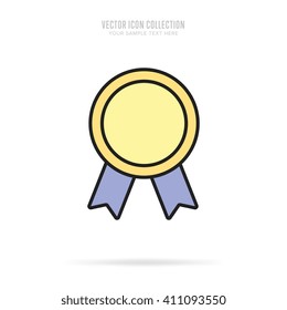 Award icon vector isolated on white background flat design style. Medallion seal with leadership award. Champion achievement. Success symbol emblem.