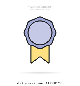 Award icon vector isolated on white background flat design style. Medallion seal with leadership award. Champion achievement. Success symbol emblem.