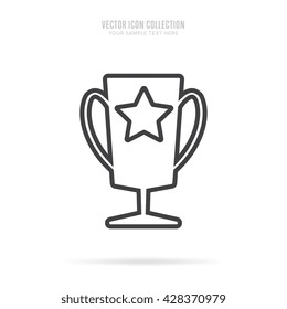 Award icon vector isolated on white background flat design style. Vector cup with star leadership award. Champion achievement trophy. Success symbol emblem. First place winner sign.