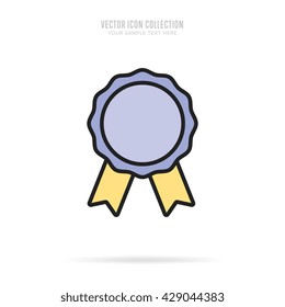 Award icon vector isolated on white background flat design style. Medallion seal with leadership award. Champion achievement. Success symbol emblem.