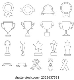 Juego de vectores de icono de premio. Colección de signos de ilustración de trofeo. Símbolo o logotipo de éxito.