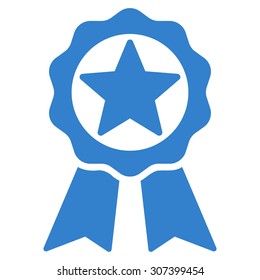 Award icon. Vector style is flat symbols, cobalt color, rounded angles, white background.