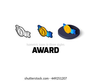 Award icon, vector symbol in flat, outline and isometric style