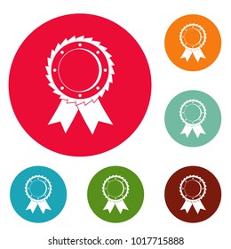 Award icons circle set vector isolated on white background