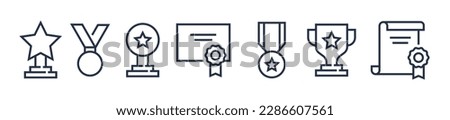 Award icons. Editable stroke. Vector graphic illustration. For website design, logo, app, template, ui, etc.
