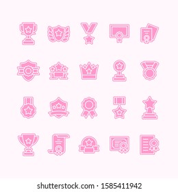 Award icons in flat vector style. Prize and winner pictogram. Achievement decoration for any designs.