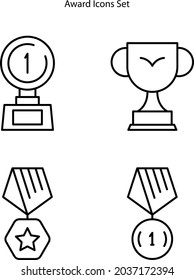 award icons set isolated on white background. award icon thin line outline linear award symbol for logo, web, app, UI. award icon simple sign. icon flat vector illustration