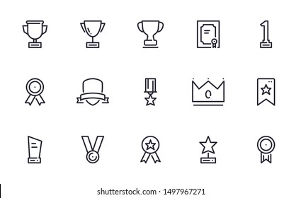 Award icons set outline style