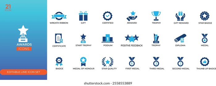 Award Icons Set - Stock Illustration.