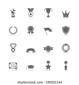 Award Icons Set Of Trophy Medal Winner Prize Champion Cup Isolated Vector Illustration