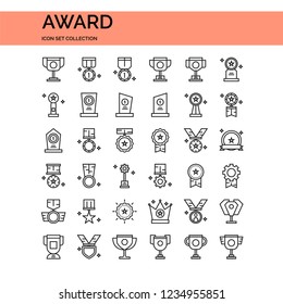 Award Icons Set. UI Pixel Perfect Well-crafted Vector Thin Line Icons. The illustrations are a vector.