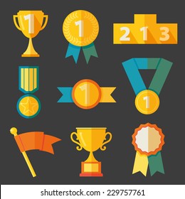 Award icons set vector