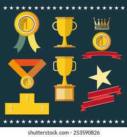 Award icons set vector