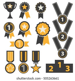 Award icons set vector
