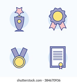 Award icons set. Vector illustration