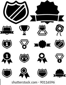 award icons set, vector illustrations