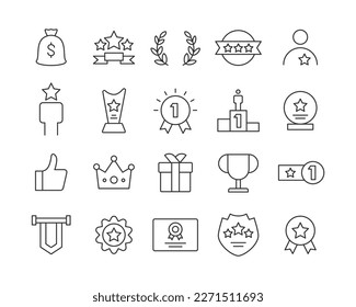 Award Icons - Vector Line. Editable Stroke.