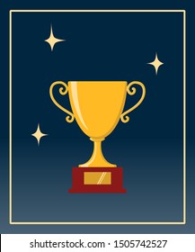 Award icons. Web site. Greeting card of trophy cup with stars. Vector illustration