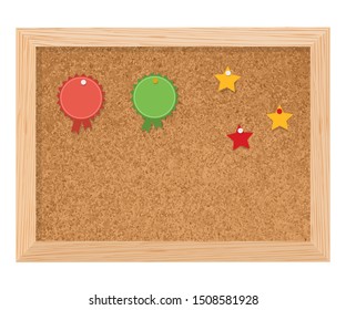 Award icons. Web site.Cork board with multicolor award icons. Vector illustration
