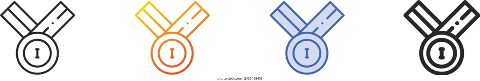 Icono de premio.Diseño lineal delgado, degradado, trazo azul y estilo audaz aislado sobre fondo blanco