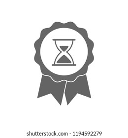 The award with the image of an hourglass. Useful time spent. Vector icon isolated on white background.