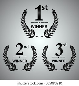 Award label of First, second and third winner. Vector set