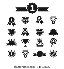 award, label icons, signs set, vector