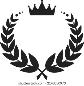 Award laurel decoration element. Laurel frame. First place award. Emblem for the winner. Flat vector illustration.