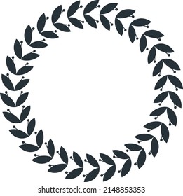 Award laurel decoration element. Laurel frame. First place award. Emblem for the winner. Flat vector illustration.