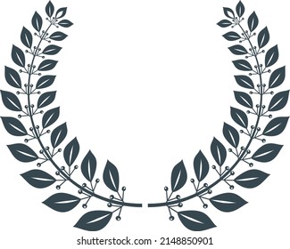 Award laurel decoration element. Laurel wreath. First place award. Emblem for the winner. Flat vector illustration.