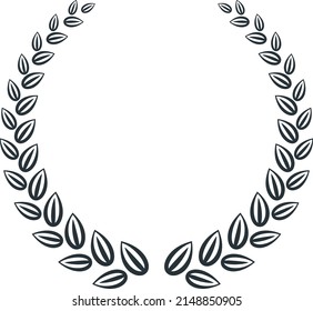 Award laurel decoration element. Laurel wreath. First place award. Emblem for the winner. Flat vector illustration.