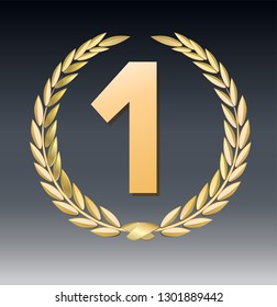 Award laurel isolated on a transparent background. Winner template. Symbol of victory and achievement. Gold laurel wreath. Realistic 3D design. Vector transparent object 10 eps. illustration