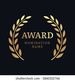 Award laurel vector logo poster. Gold win award icon design emblem nomination