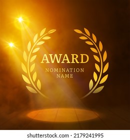 Award Laurel Vector Logo Poster. Gold Win Award Icon Design Emblem Nomination