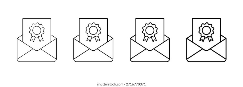 Award Letter Icons Vector Set In Different Stroke Line Style