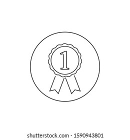 Award line icon with 1, vector illustration