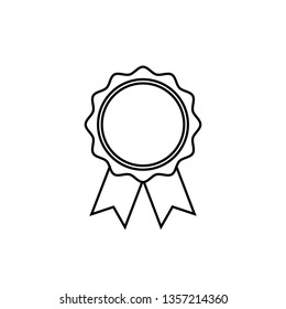 Award Line Icon In Flat Style. Rosette Symbol Isolated On White Background Simple First Place Award Sign. Abstract Icon In Black Vector Illustration For Graphic Design, Web, UI, Mobile Upp