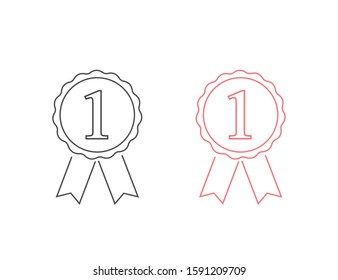 Award line icon set with 1, vector illustration