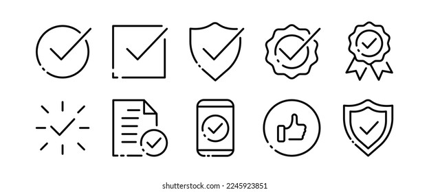 Award line icon set. Award, distinction, leadership, shield, trophy, champion, winner, favorite, competition, respect, best, medal. success concept. Vector black line icons set on a white background